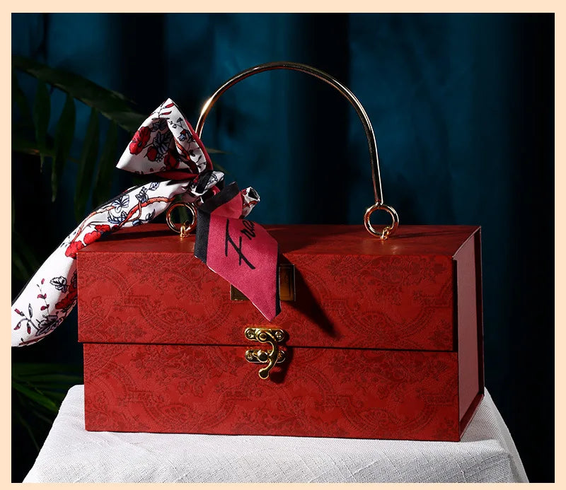 Metal Handheld Gift Box With Luxury Scarf.
