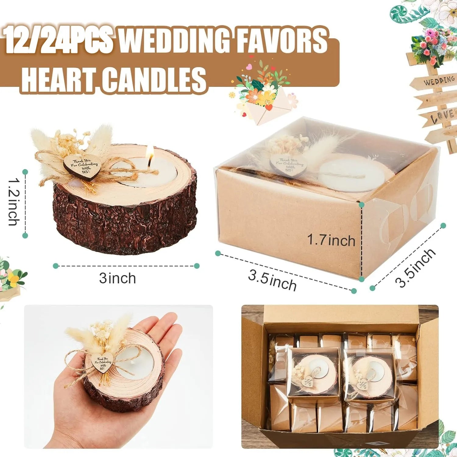 Gastgeschenk Kerzen Hochzeit Holz Teelicht Kerzenhalter 10/15/20 Stück Geschenke Party Favors