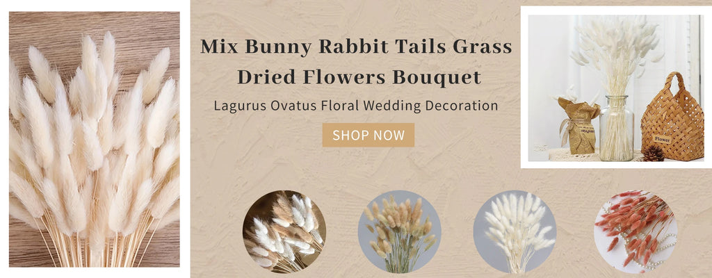 Fluffy Pampas Bunny Tail Grass Dried Artificial Flowers 120pcs