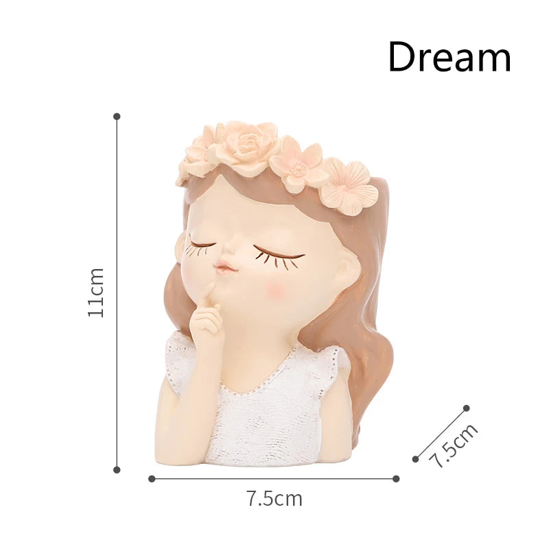 Creative Fairy Flower Pot Resin Gardening Vase Green Plants.