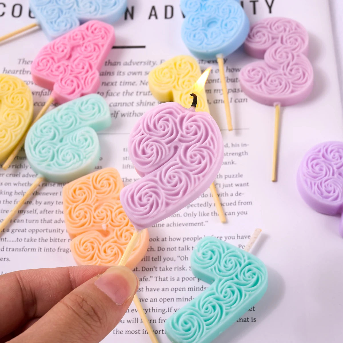 Handmade Rose Number Scented Candles Molds Making Supplies