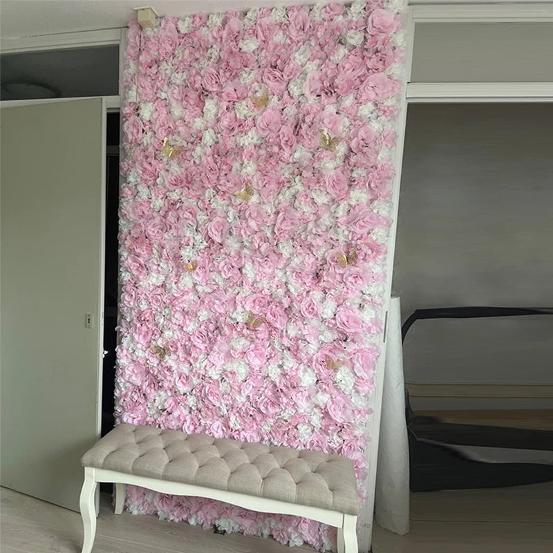Pink Silk Rose Flower Wall Artificial Flower Backdrop Decor.