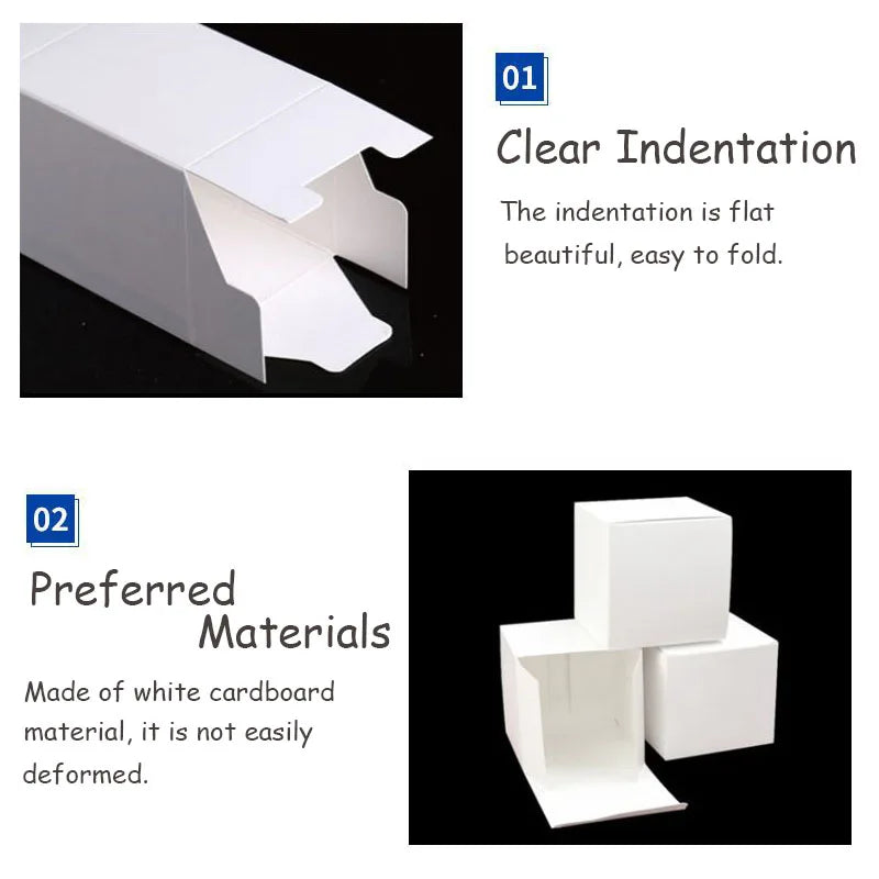 Scatola per imballaggio in cartone bianco, dimensioni multiple, 50 pezzi.