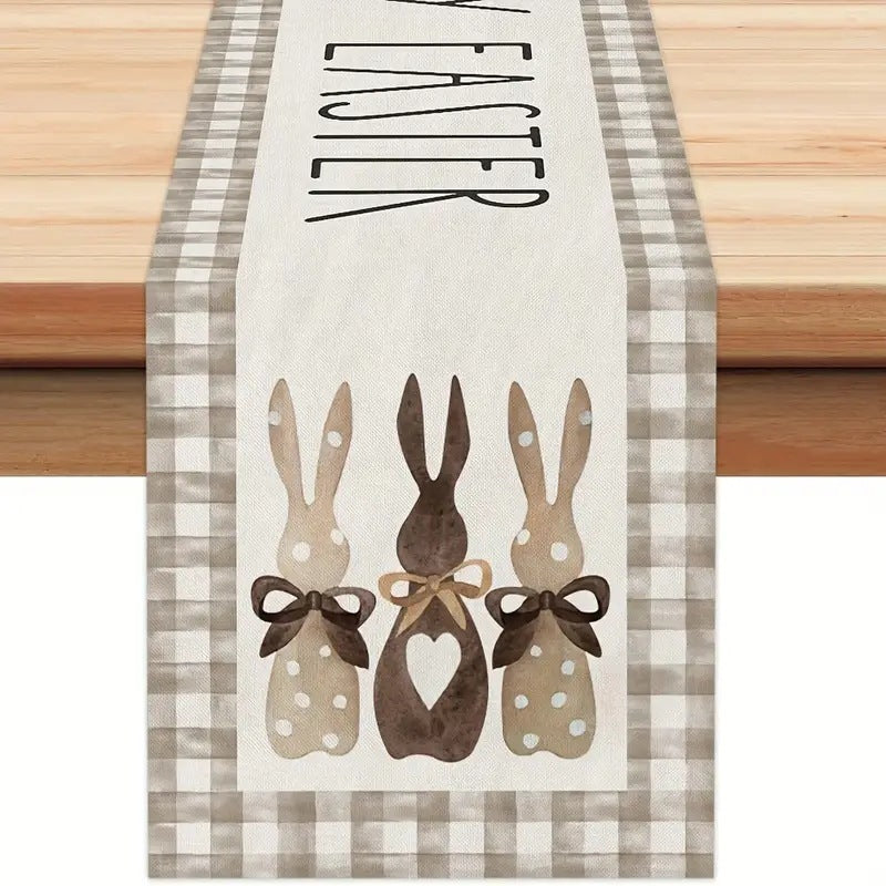 Easter Table Runner Rabbit Egg Decoration Linen Cloth
