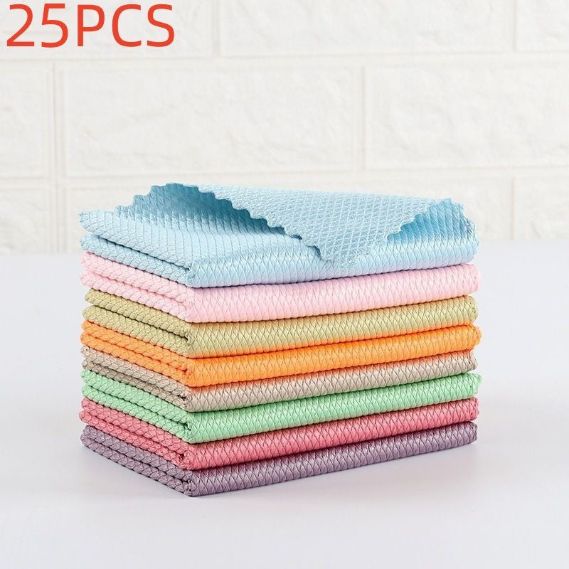 Towel Fish Scale Rag Absorbent Seamless Glass Cleaning