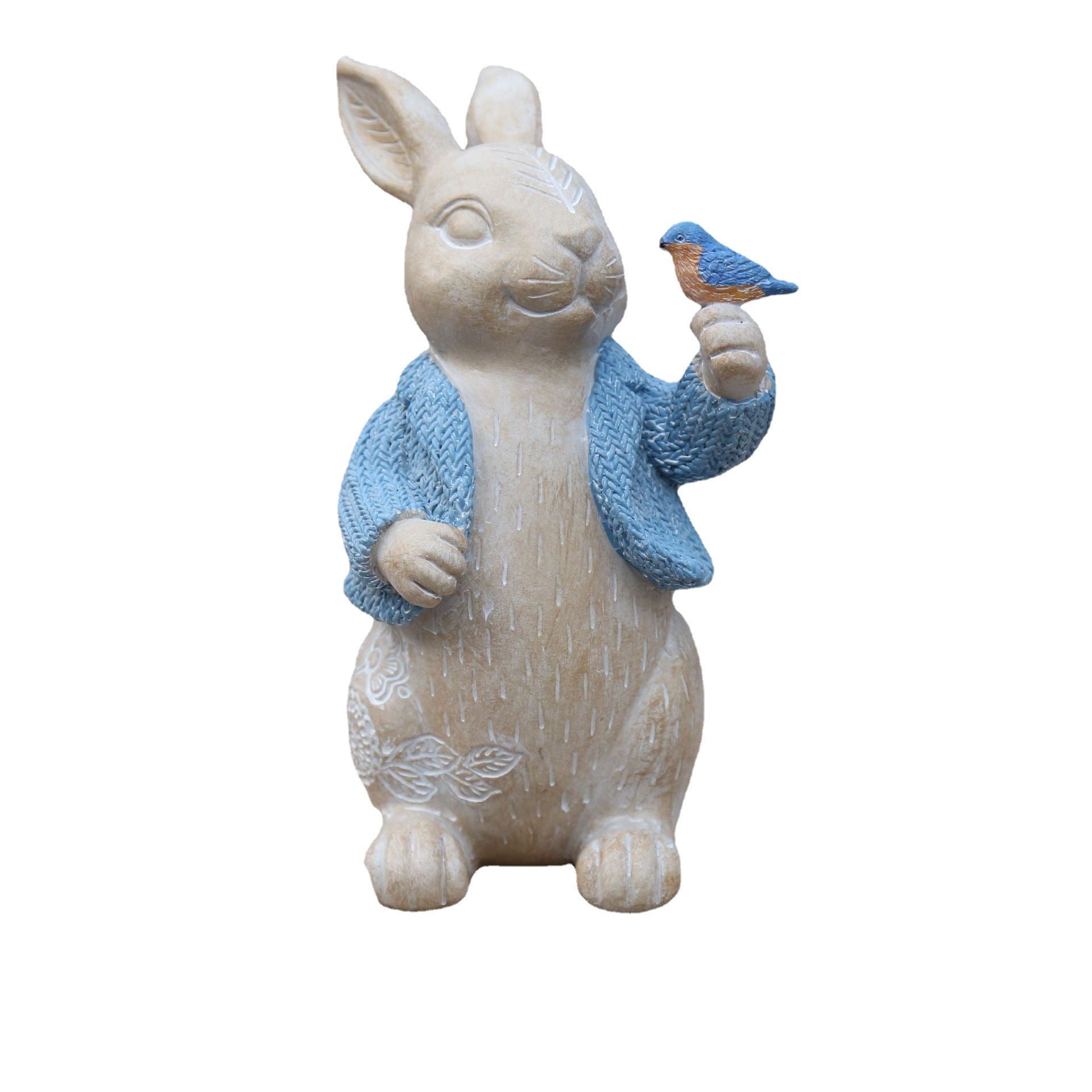 Home Resin Woodcut Concave Carved Pattern Effect Easter Rabbit.
