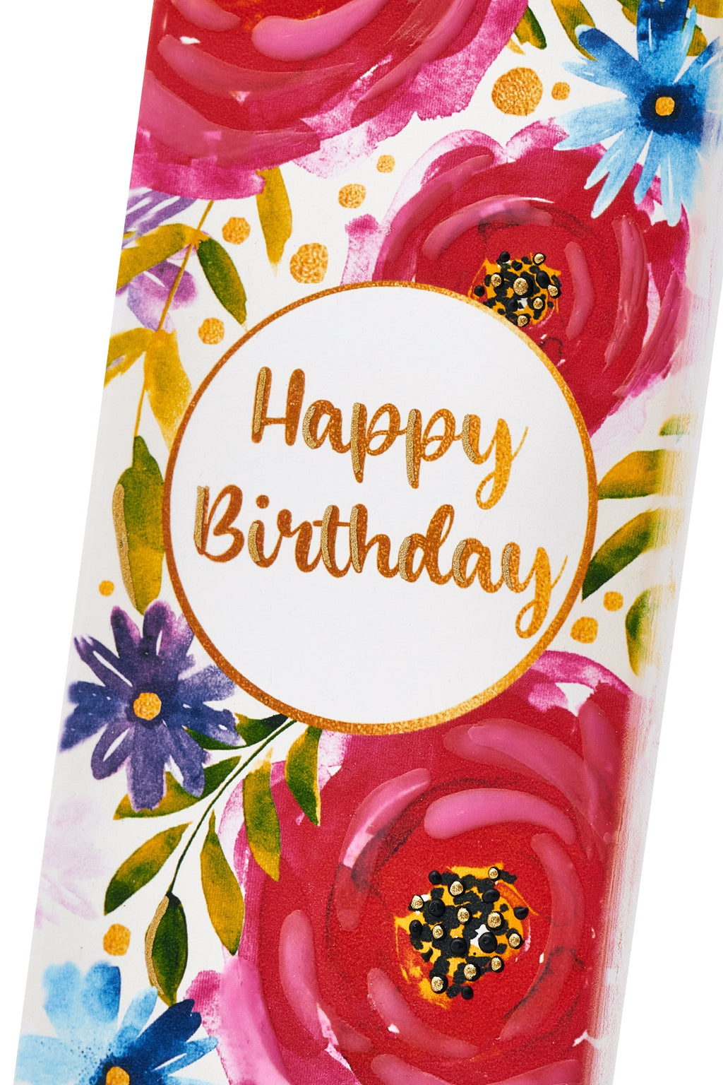 Candela decorativa FLATYZ Buon compleanno con stampa floreale