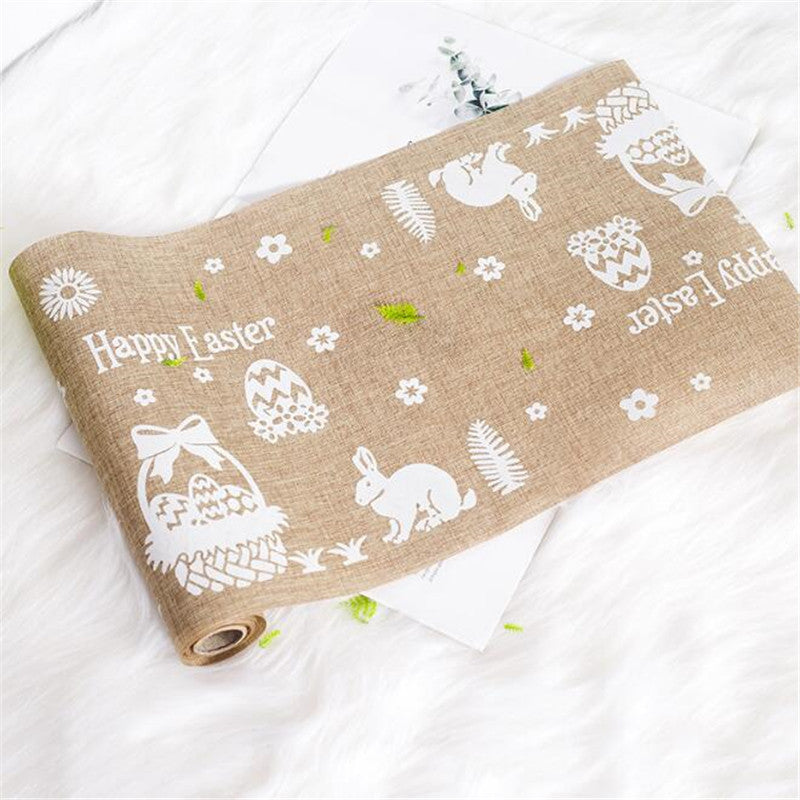 Easter Linen Table Flag Rabbit Egg Printing Cross Border