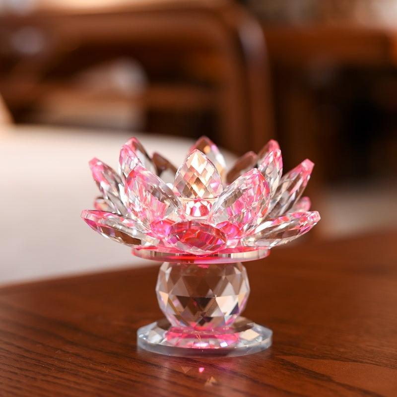 Lotus Fine Crystal Glass Candle Holder