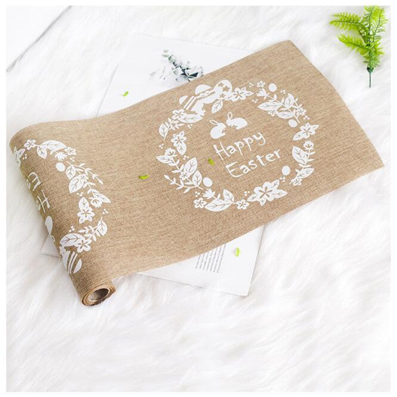 Easter Linen Table Flag Rabbit Egg Printing Cross Border
