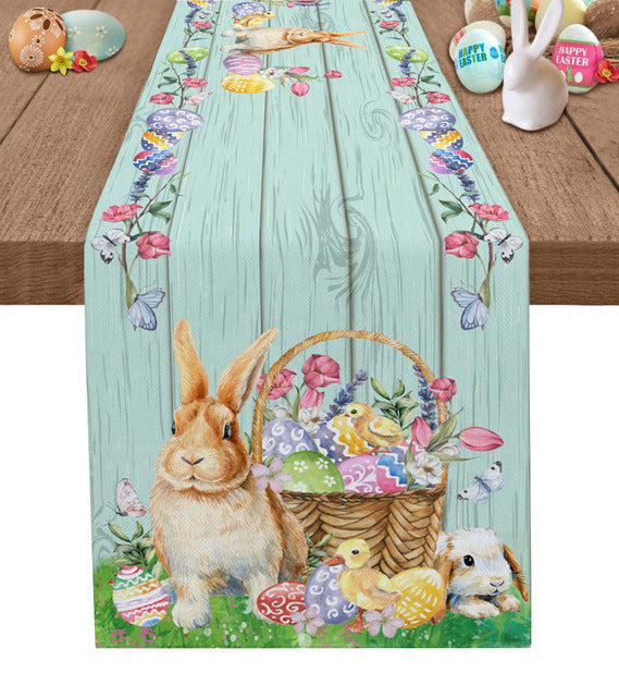 Holiday Dress-up Table Runner Easter Rabbit Egg Tablecloth