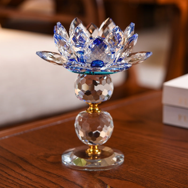 Lotus Fine Crystal Glass Candle Holder