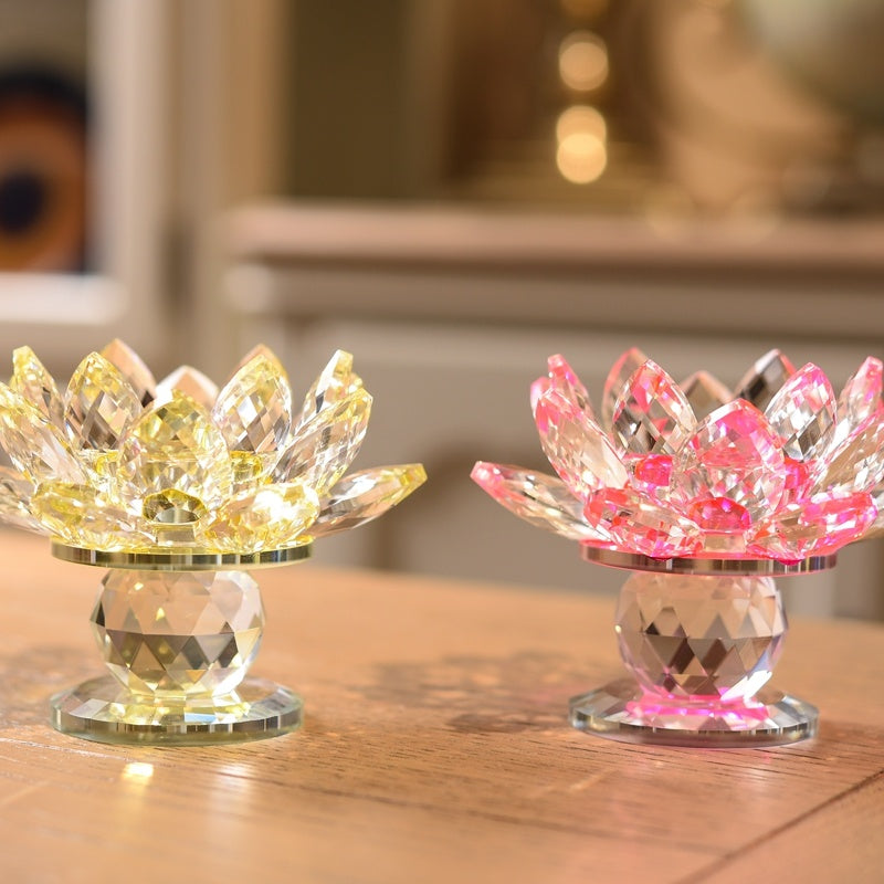 Lotus Fine Crystal Glass Candle Holder