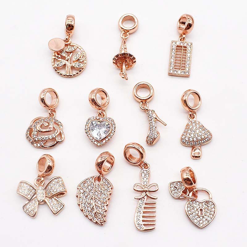 14 Karat Gold Kupferplattierung Großes Loch Spacer Bead Anhänger Charms