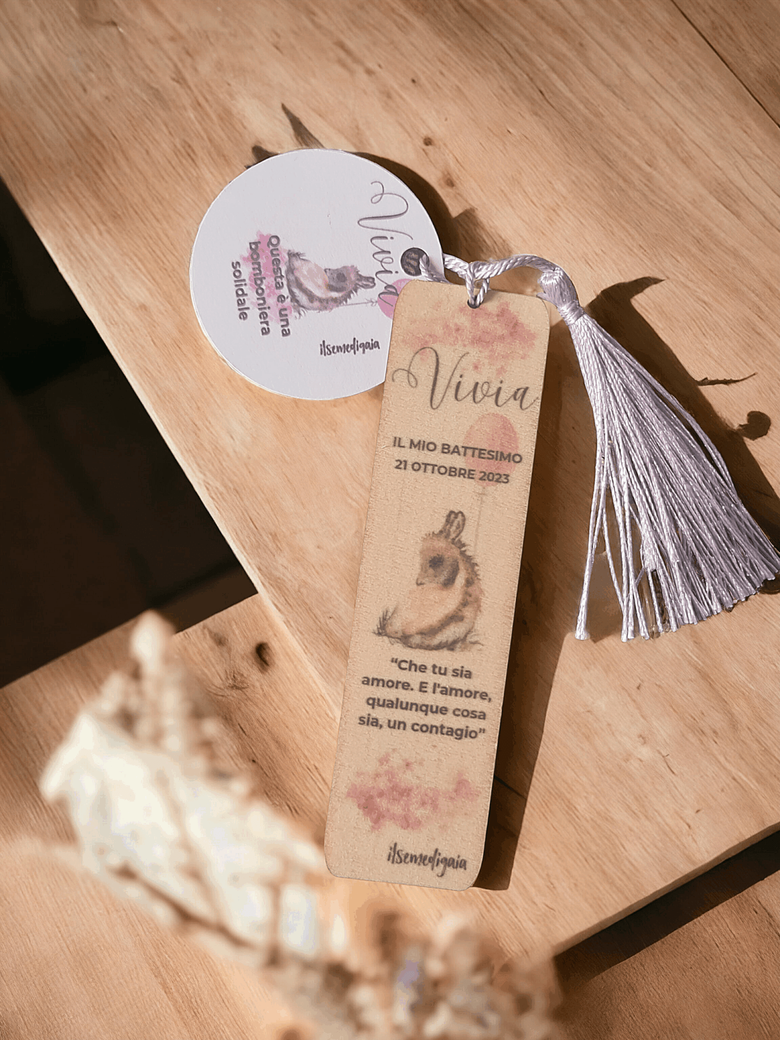 Segnalibro Battesimo Solidale in Legno