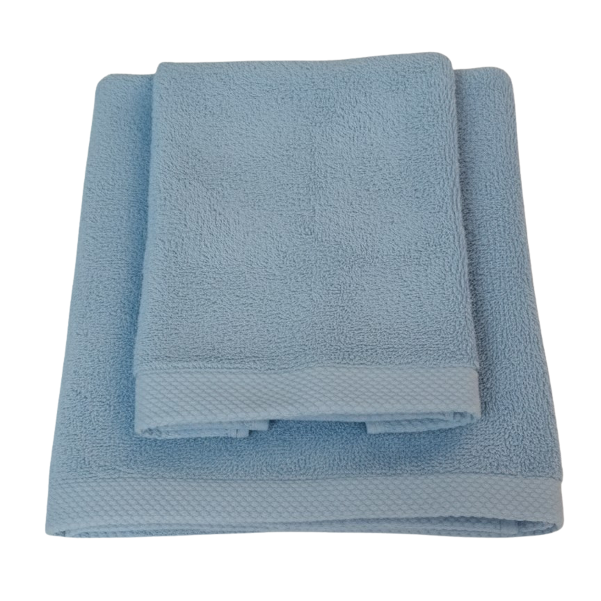 AREA - Set Spugna Asciugamano + Ospite Tinta Unita 100 % Cotone