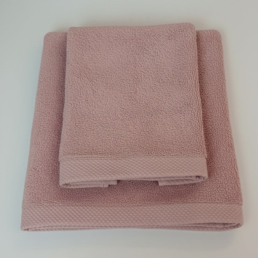 AREA - Set Spugna Asciugamano + Ospite Tinta Unita 100 % Cotone