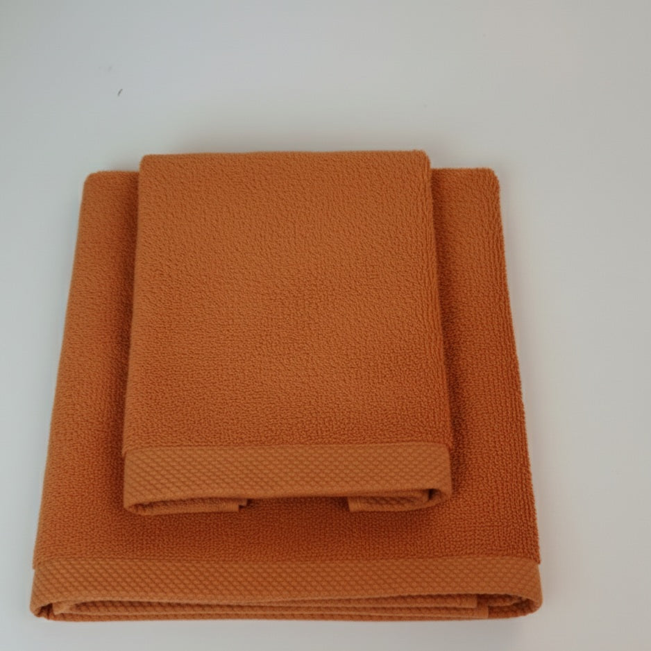 AREA - Set Spugna Asciugamano + Ospite Tinta Unita 100 % Cotone
