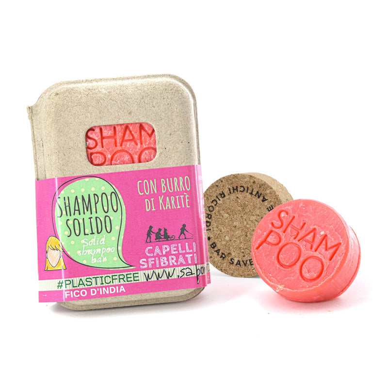SHAMPOO SOLIDO CAPELLI SFIBRATI AL FICO D'INDIA CON BAR SAVER IN SUGHERO